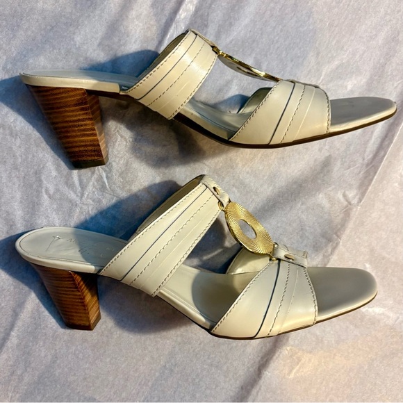 Anne Klein Cream Sandals with Gold Accent - Picture 7 of 16